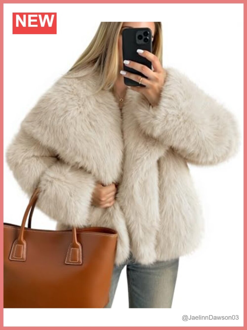 Faux Fur Winter Coat Fluffy Shaggy Warm Outerwear Snap Button Loose Fit